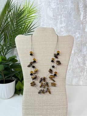Boutique Tiger Eye Inspired Multi Strand Necklace Set NWT